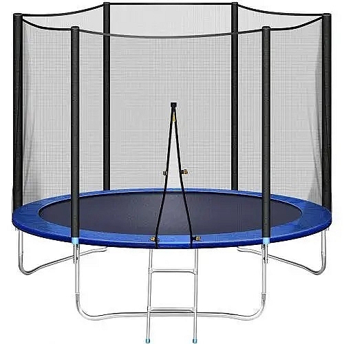 Дитячий батут FunJump 252 см захисна сітка та драбинка, 8 футів стрибковий Синій