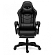 Оригінальне геймерське крісло до 130 кг з масажною подушкою, підніжкою ThroneX чорне 