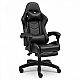 Оригінальне геймерське крісло до 130 кг з масажною подушкою, підніжкою ThroneX чорне 
