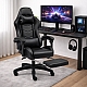 Оригінальне геймерське крісло до 130 кг з масажною подушкою, підніжкою ThroneX чорне 