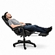 Оригінальне геймерське крісло до 130 кг з масажною подушкою, підніжкою ThroneX чорне 