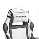 Комплект для геймера ThroneX – ергономічне крісло з екошкіри біле з графітом + стіл з синьою вставкою