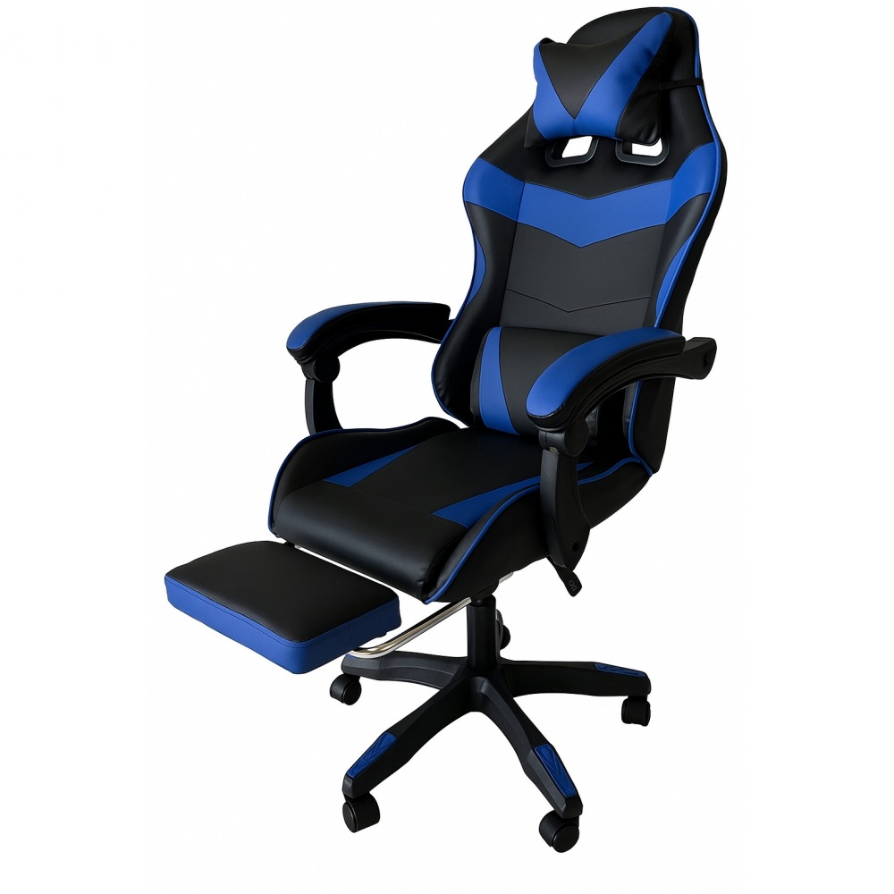 Крісло геймерське з підставкою для ніг Comfort Game синє