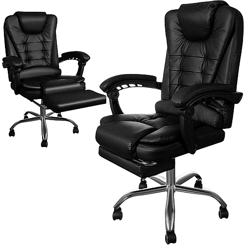Офісне комп'ютерне крісло з підніжкою Boss Чорне
