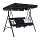 Садова гойдалка 3-місна з навісом, чорна, посилена до 160 кг, для дачі та саду, Comfort Base