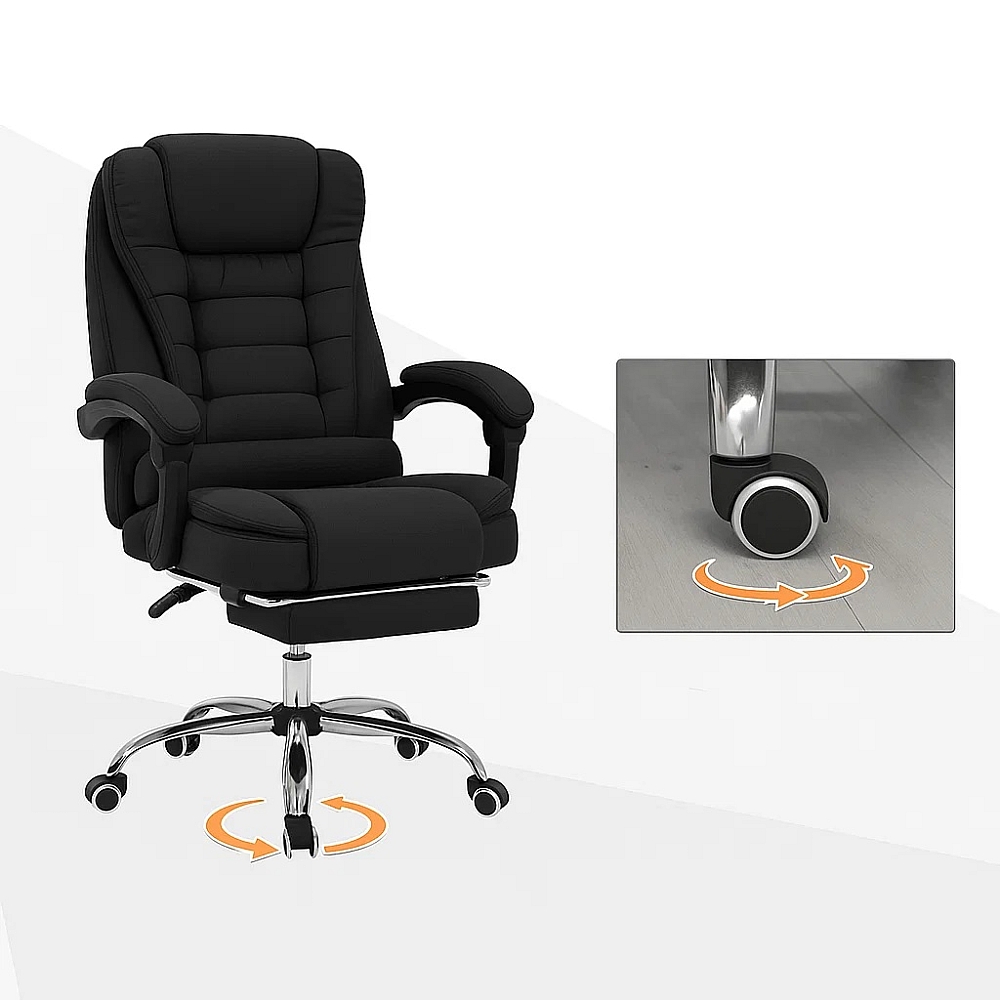 Офісне крісло до 130 кг з масажною подушкою та підставкою для ніг BOSS KO22 Premium Чорне з тканини