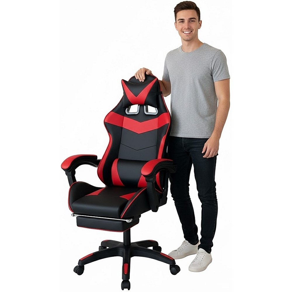 Крісло геймерське з підставкою для ніг Comfort Game червоне