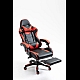 Крісло геймерське Gamery професійне з массажером та підставкою для ніг чорно-червоне комп'ютерне ігрове