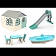 Великий ігровий майданчик Набір дитячий ТМ Doloni (будиночок, гірка, пісочниця, стіл та стільці) сіро-бірюзовий