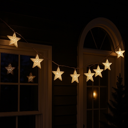 Світлодіодна гірлянда на батарейках Зірки, Білий, новорічна прикраса