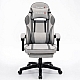 Дизайнерське геймерське крісло з тканини до 130 кг з масажною подушкою, підніжкою ThroneX світло-сірий з графітом linen 005