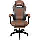 Дизайнерське геймерське крісло до 130 кг з масажною подушкою, підніжкою ThroneX коричневе з графітом PVC 005