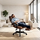 Дизайнерське геймерське крісло до 130 кг з масажною подушкою, підніжкою ThroneX коричневе з графітом PVC 005