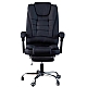 Офісне крісло до 130 кг з підставкою для ніг BOSS KO22 VIP Чорне з тканини