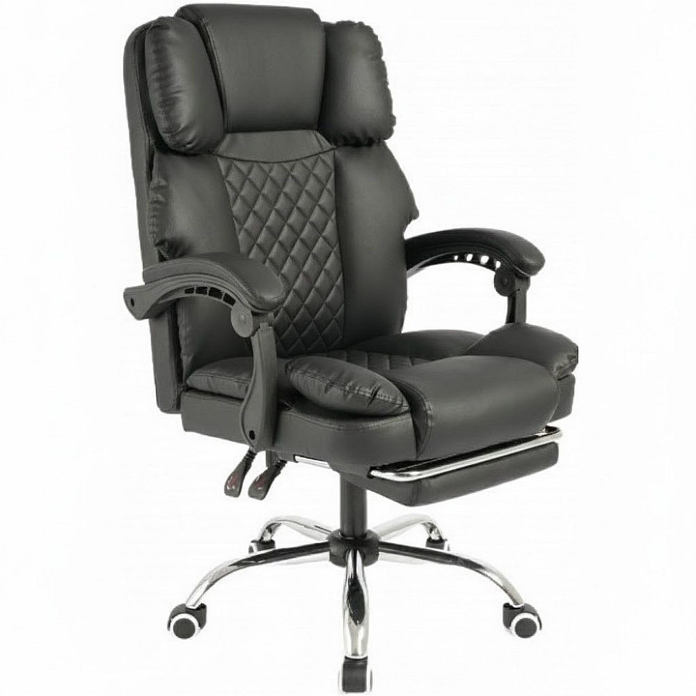 Офісне крісло до 150 кг з масажною подушкою та підставкою для ніг Master Prestige KO42CZ Premium Чорне