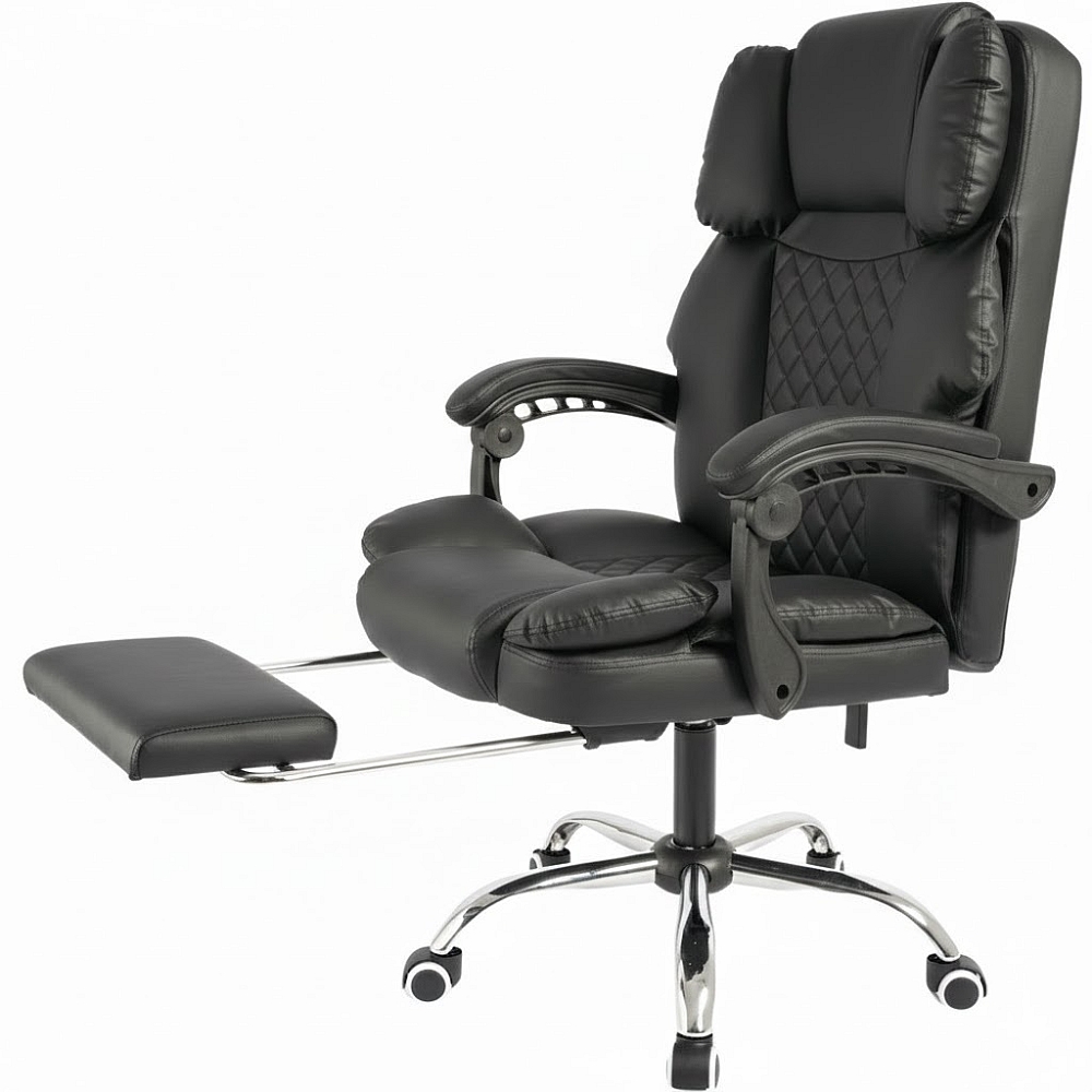 Офісне крісло до 150 кг з масажною подушкою та підставкою для ніг Master Prestige KO42CZ Premium Чорне