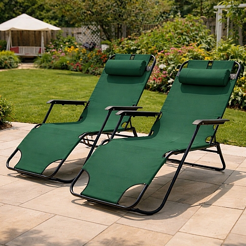 Комплект шезлонг-лежак Axeon 2 шт, до 120 кг, зелений, розкладний