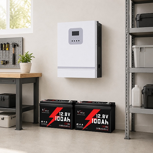 3 кВт LiFePO4 Комплект резервного живлення Інвертор Ameisentech WiFi + 2 акумулятора Idzlldi 12V 100Ah з BMS для будинку, квартири