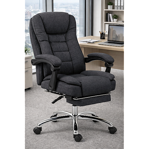 Преміальне офісне крісло BOSS KO22 VIP з підставкою для ніг, сіре