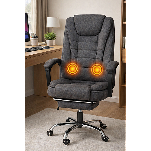 Офісне крісло BOSS KO22 Premium з масажем, ергономічне, тканинне, темно-сіре, до 130 кг