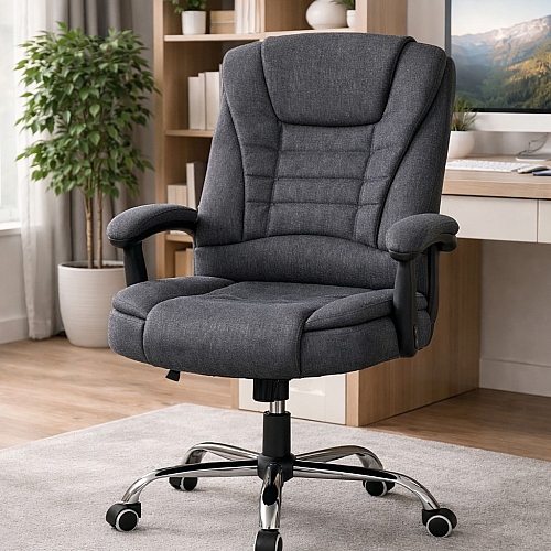 Офісне крісло BOSS KO22, тканинне, темно-сіре, до 130 кг