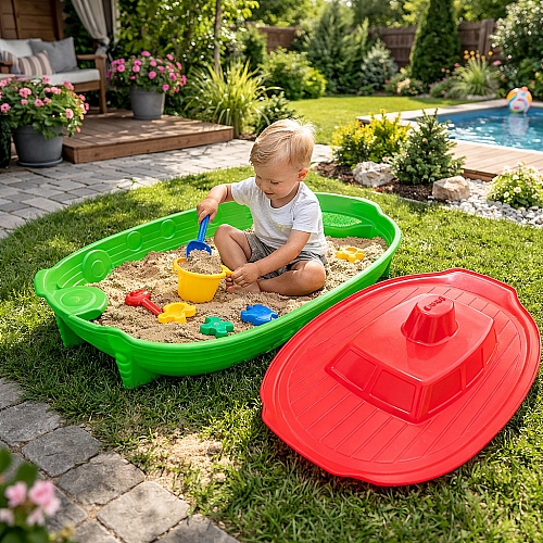 Пісочниця Корабель Doloni червоно-зелений